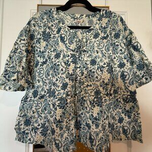 Faherty Blue Aviary Salinas Top - Size L - Great Condition!